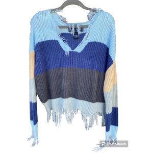 Polly & Esther Women's Multicolor Knit‎ Fringe Sweater Size Small
